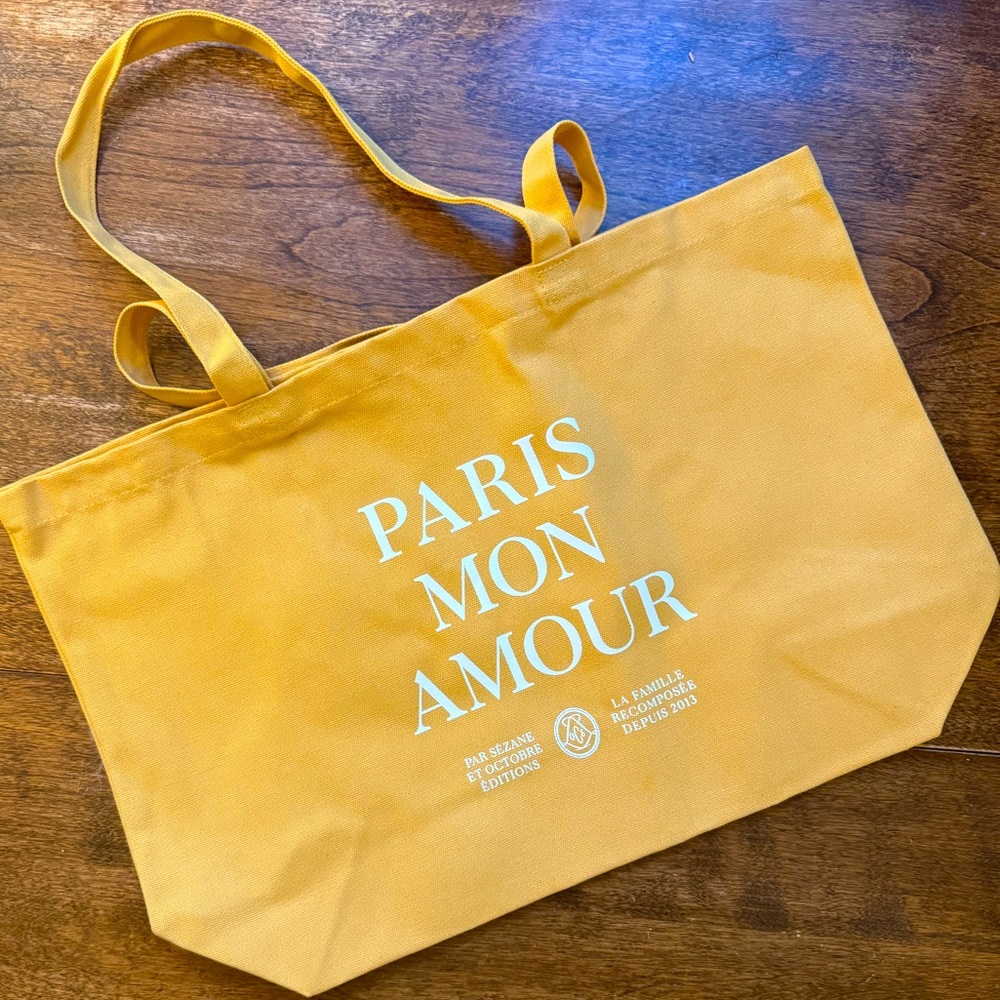 Sezane Paris Mon Amour Mustard Tote Bag